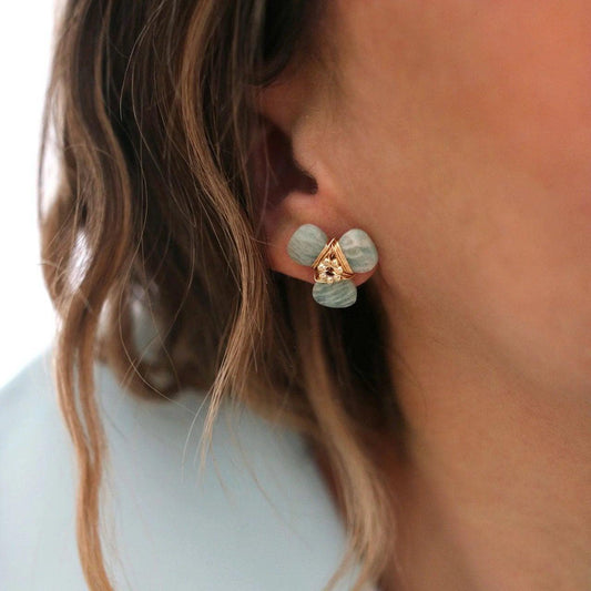 Amazonito vėrinio ir auskarų rinkinys “Drąsa”