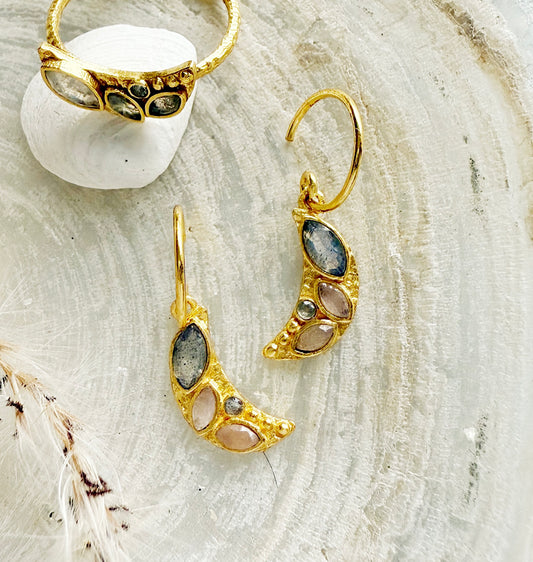 Auskarai su kristalais “Mėnulis”