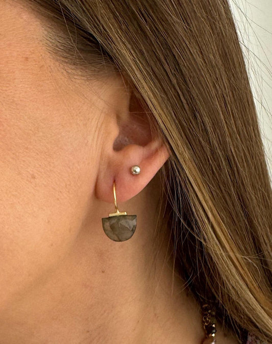 Auskarai su labradorito kristalais