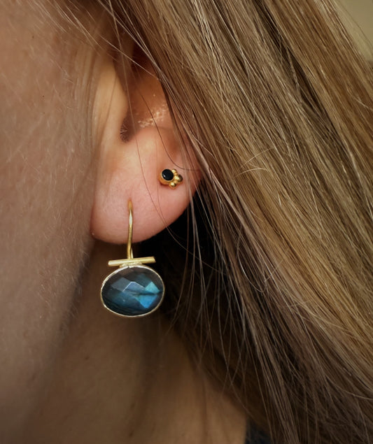 Auskarai su labradorito kristalais “Balansas”