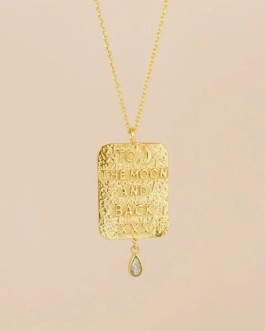 Kaklo Papuošalas su labradoritu "To the Moon and back”