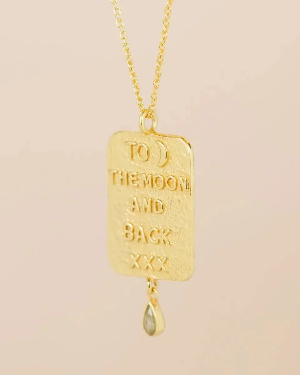 Kaklo Papuošalas su labradoritu "To the Moon and back”