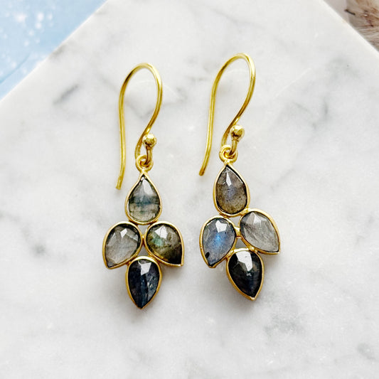 Labradorito auskarai “Lašeliai”