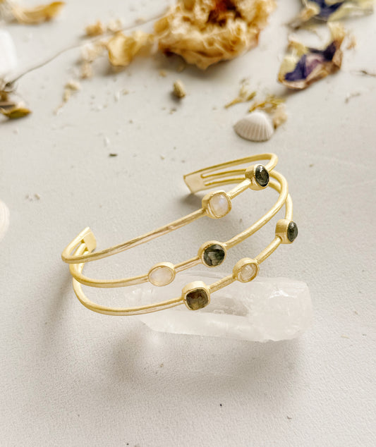 Labradorito ir mėnulio akmens apyrankė