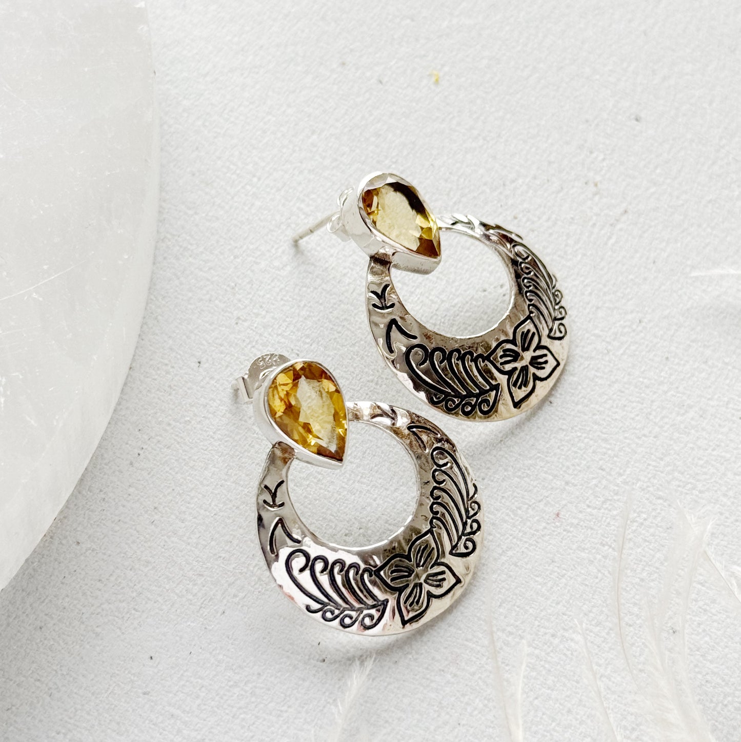 Sidabriniai Citrino auskarai “Saulės šviesa”