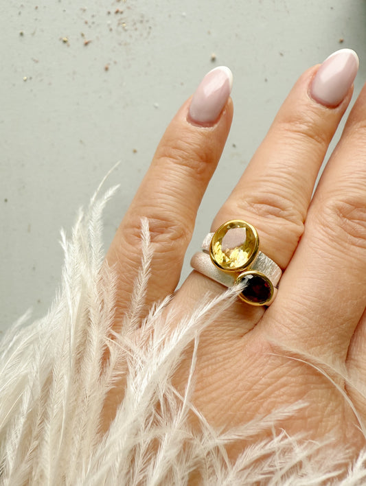 Sidabrinis žiedas su Citrino kristalu