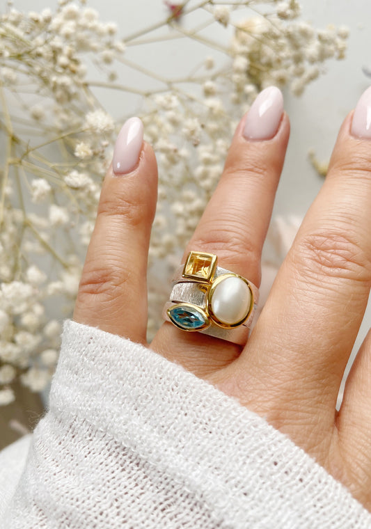 Sidabrinis žiedas su Citrinu