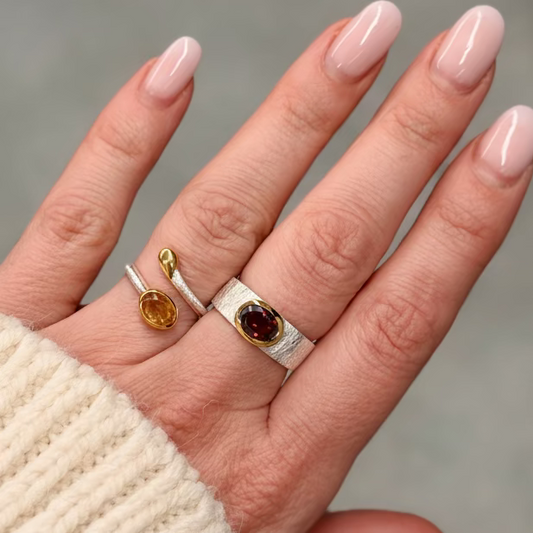 Sidabrinis žiedas su Citrinu “Tėkmė”