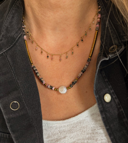 Turmalinų kaklo papuošalas "Žaidimas"