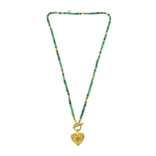 Žaliojo agato vėrinys “Širdis”