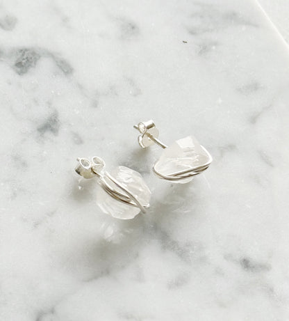 Sidabriniai Kalnų Krištolo auskarai