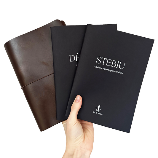 Saviugdos užrašų knygutės su odiniu viršeliu
