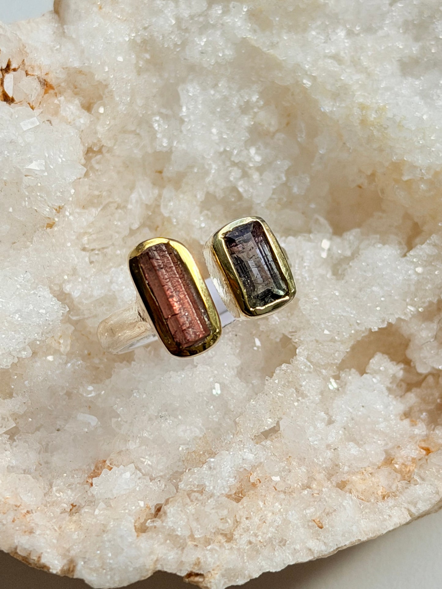 Sidabrinis žiedas su arbūziniu turmalinu / 22 dydis