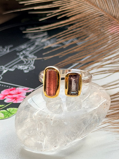 Sidabrinis žiedas su arbūziniu turmalinu / 22 dydis