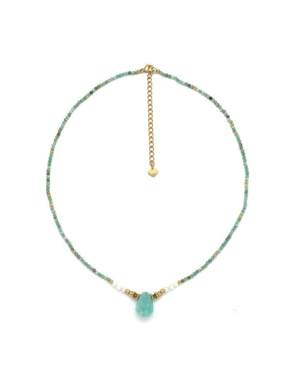 Amazonito vėrinio ir auskarų rinkinys “Drąsa”