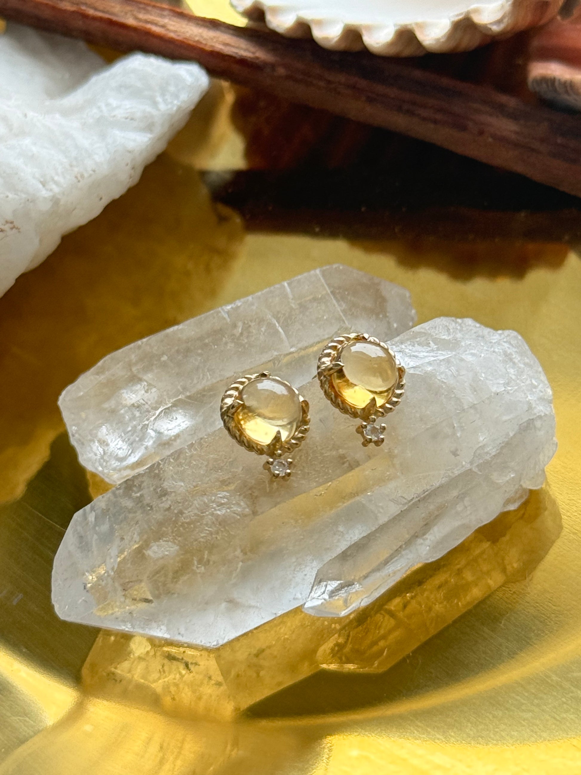 Auskarai su citrino kristalais "Energija"