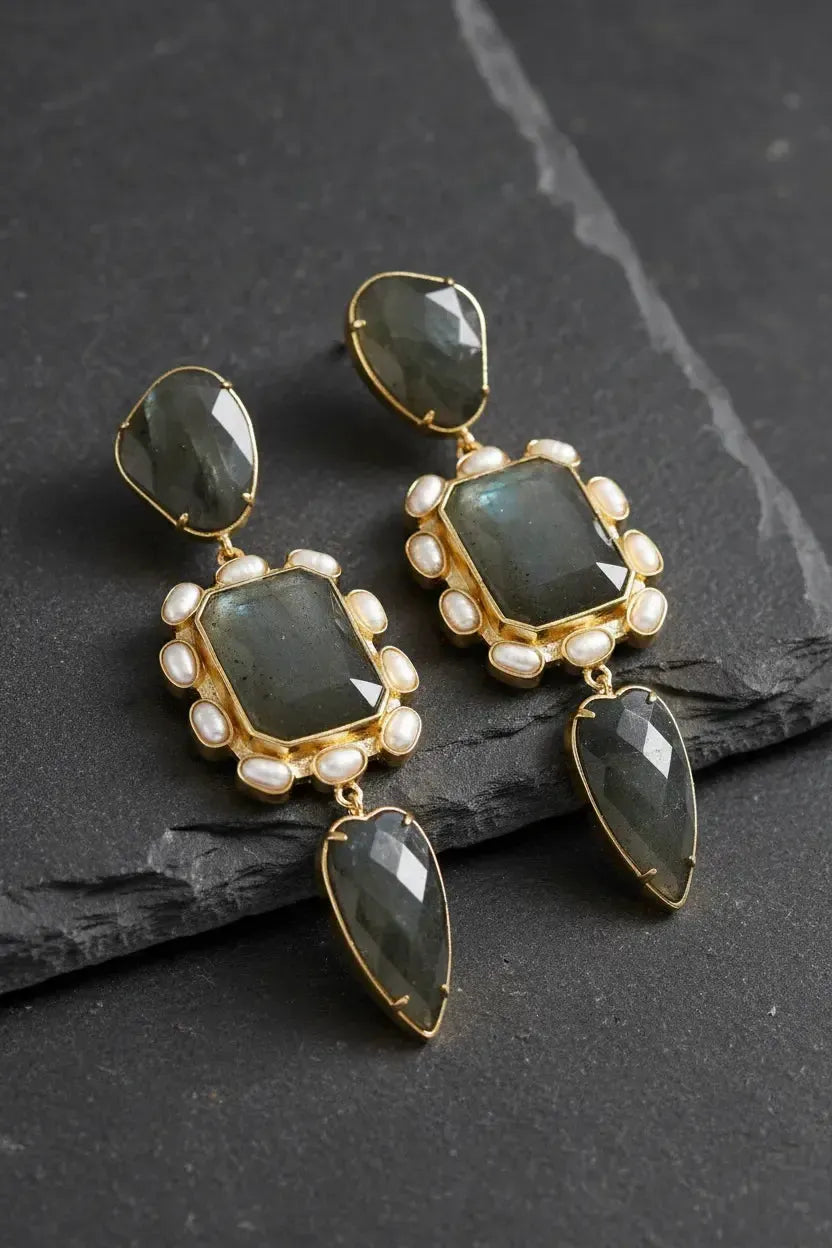 Auskarai su labradoritu "Karališki"