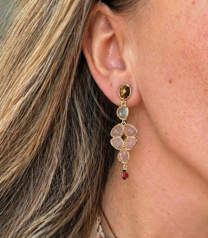Auskarai su rožiniu kvarcu "Sakuros"
