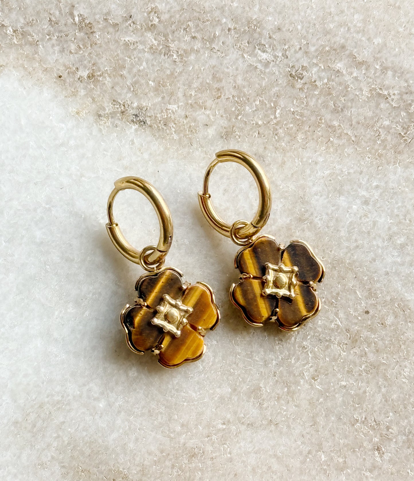 Auskarai su tigro akies kristalais "Fortūna"