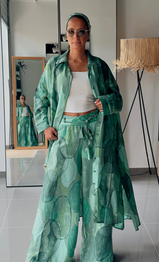 Kelnių ir palaidinės kostiumėlis "Smaragdinė paslaptis"