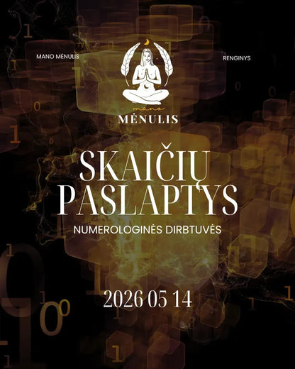 Bilietas į renginį "SKAIČIŲ PASLAPTYS - numerologinės dirbtuvės" / 2026 05 14