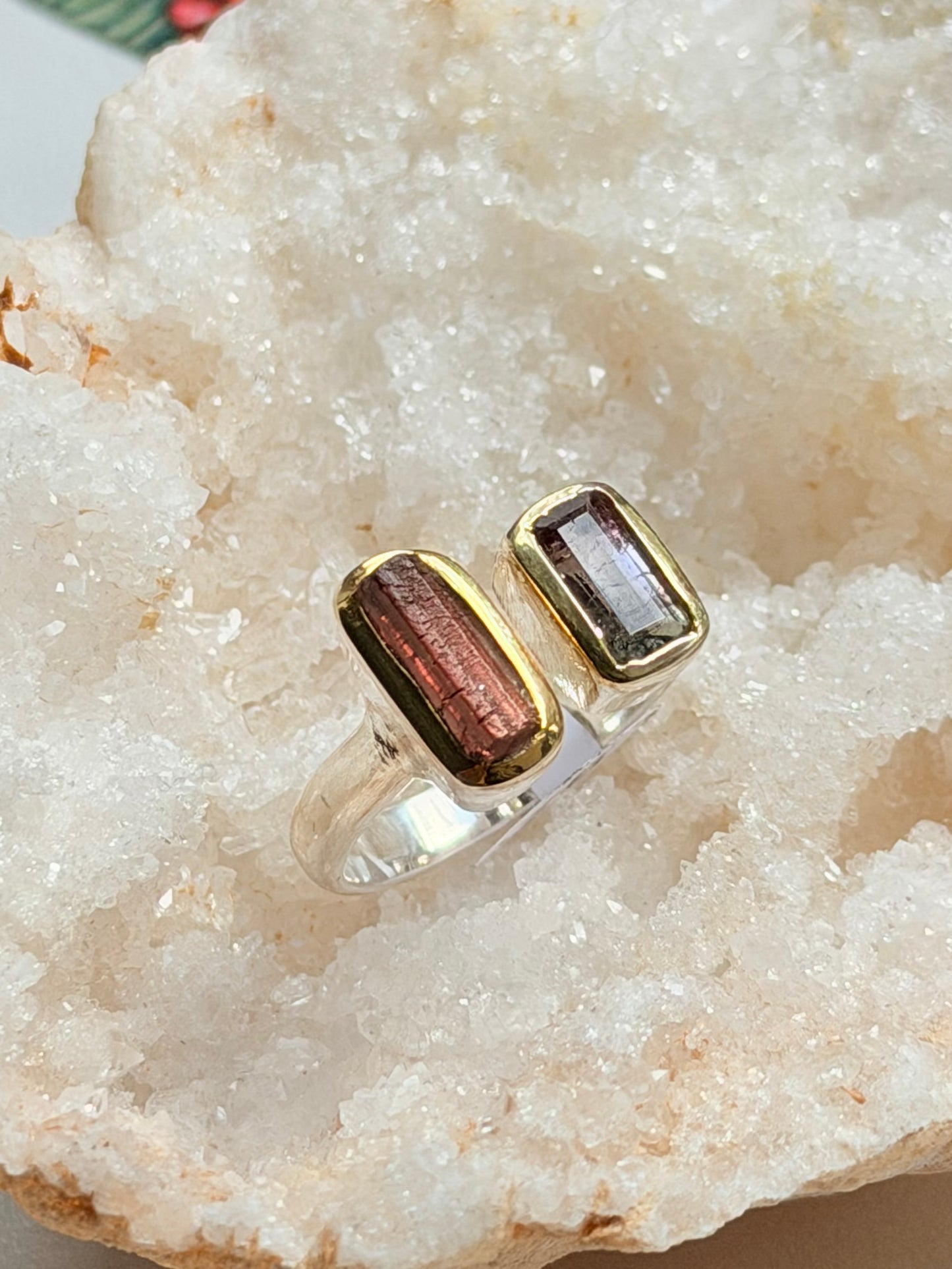 Sidabrinis žiedas su arbūziniu turmalinu / 22 dydis