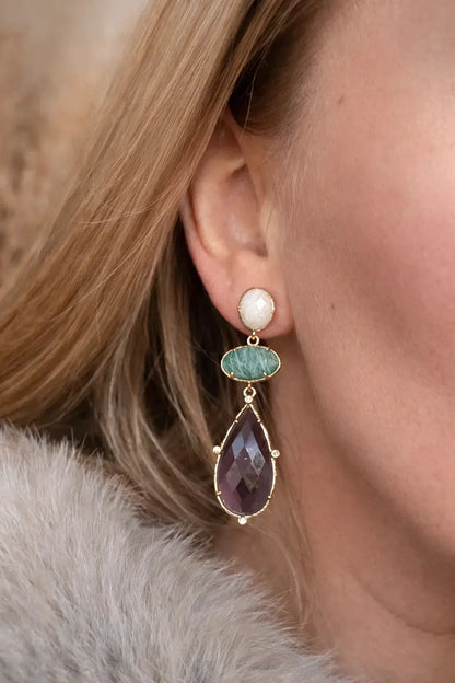 Fluorito ir Amazonito auskarai