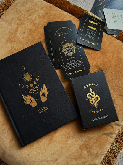 Mėnulio darbo kalendoriaus ir kortų "Mėnulio žinutės" rinkinys