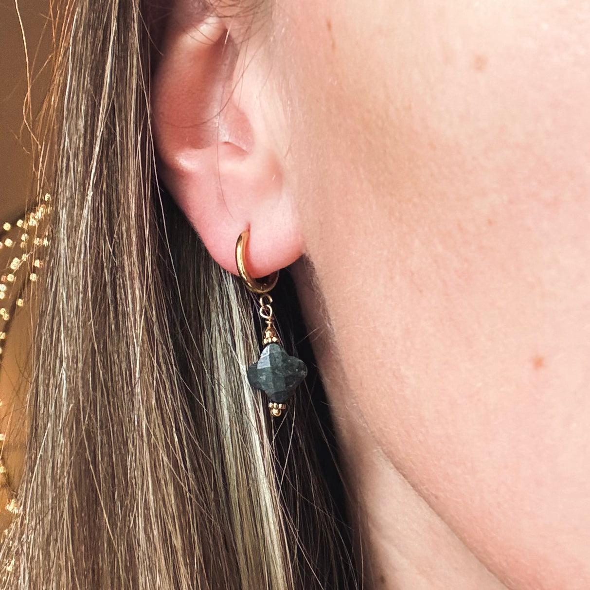 Indiškų agatų auskarai "Sėkmė"