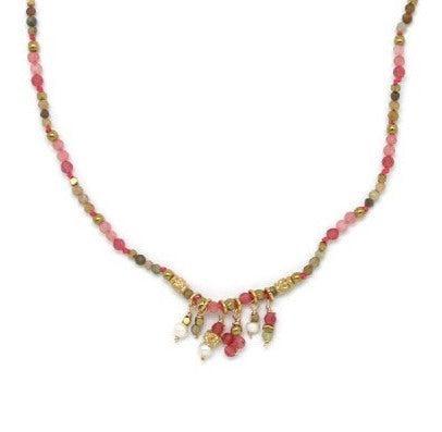 Įvairių kristalų kaklo papuošalas