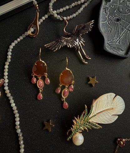 Karneolio auskarai "Meilė"