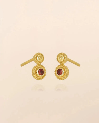 Mini auskarai su granato kristalais “Meilė”