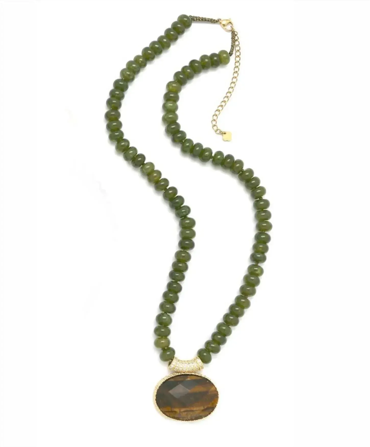 Nefrito ir tigro akies kaklo papuošalas