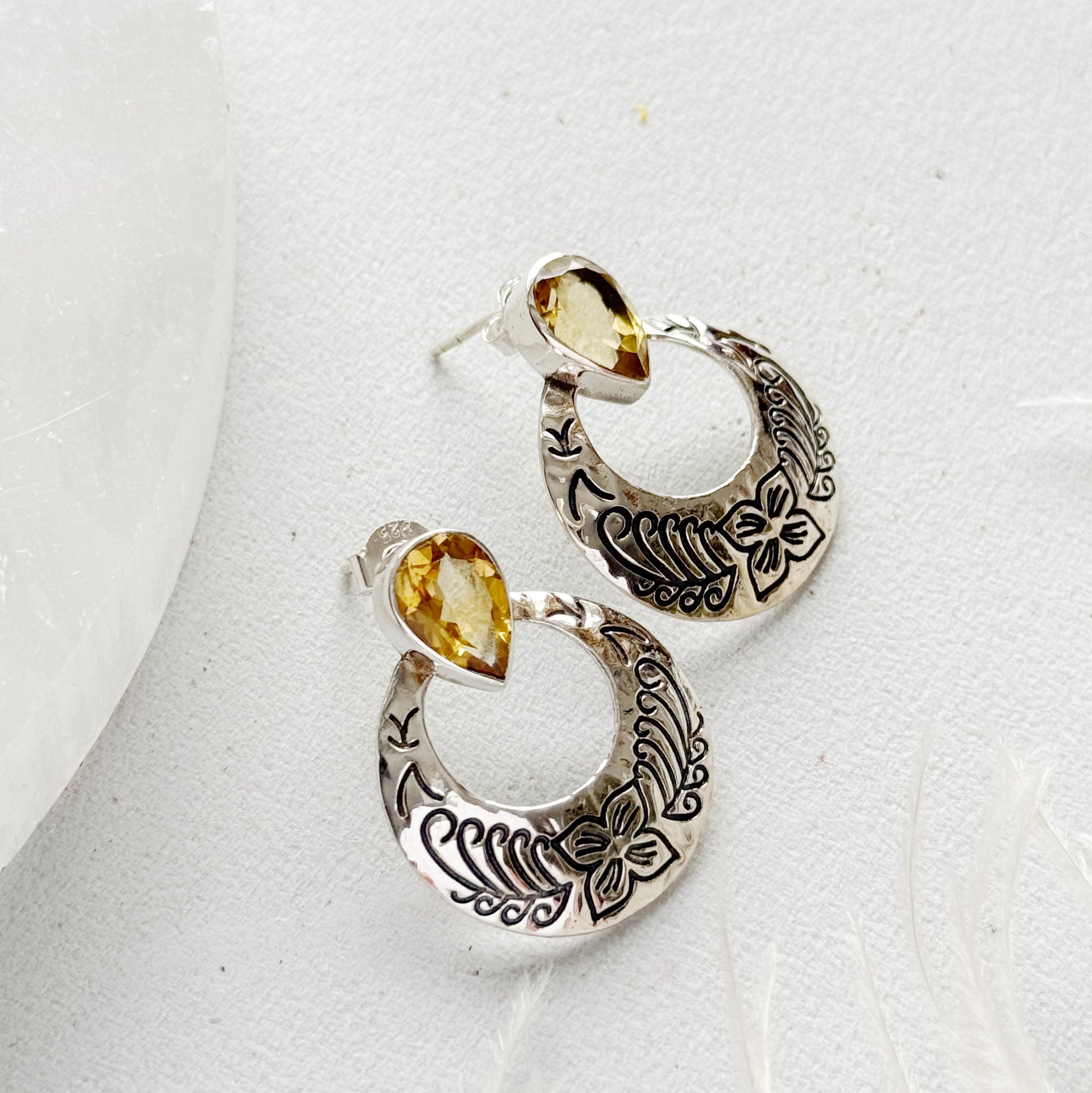Sidabriniai Citrino auskarai “Saulės šviesa”