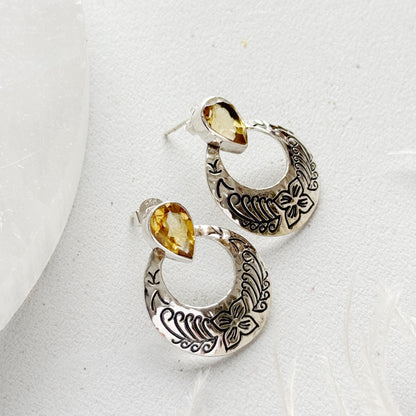 Sidabriniai Citrino auskarai “Saulės šviesa”