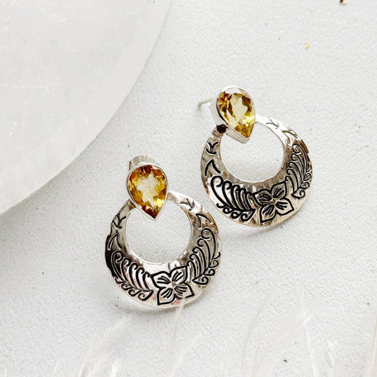 Sidabriniai Citrino auskarai “Saulės šviesa”
