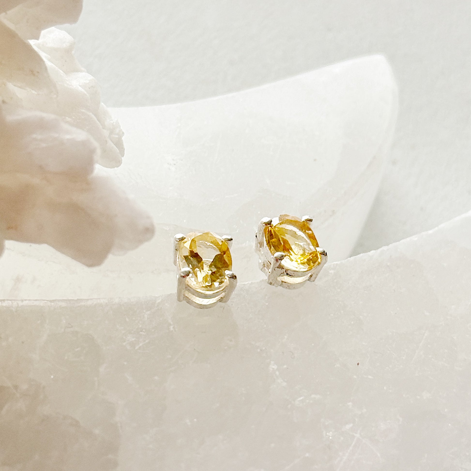 Sidabriniai Citrino auskarai