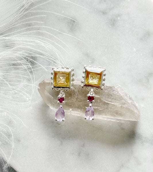 Sidabriniai Citrino auskarai