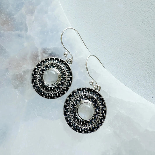 Sidabriniai auskarai "Mėnulio Mandala”