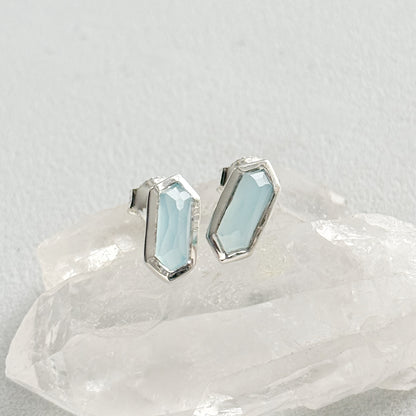 Sidabriniai auskarai su Chalcedono kristalais