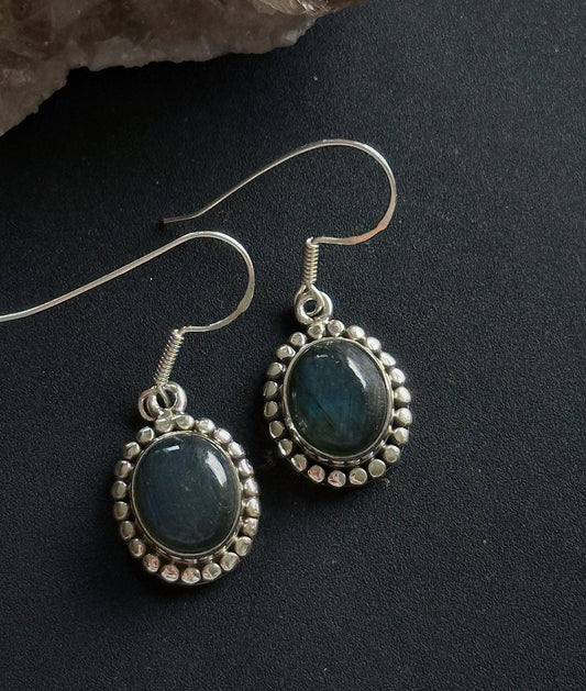 Sidabriniai auskarai su labradoritu