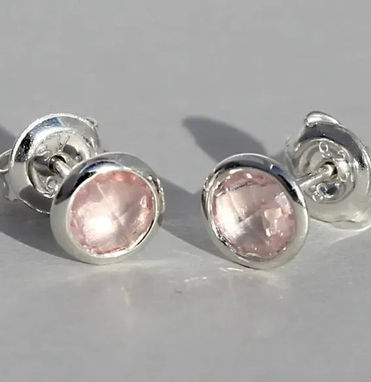 Sidabriniai rožinio kvarco auskarai