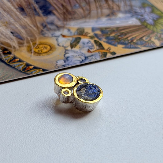 Sidabrinis Labradorito, Opalo ir Mėnulio akmens pakabukas