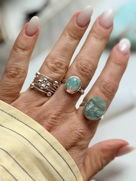 Sidabrinis Žiedas su Opalu