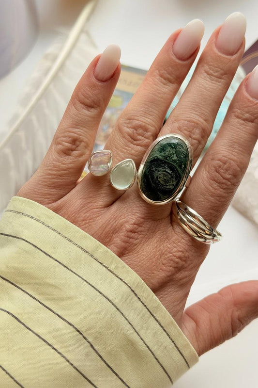 Sidabrinis Žiedas su Opalu ir Akvamarinu