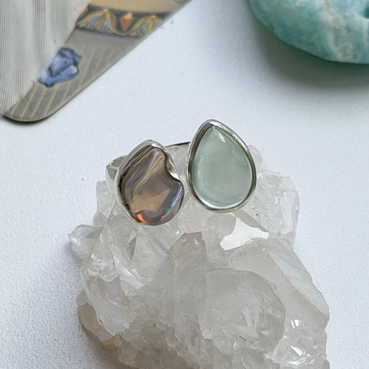 Sidabrinis Žiedas su Opalu ir Akvamarinu