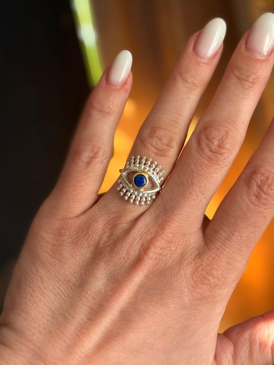 Sidabrinis Žiedas su lazuritu “Matau” 14 dydis