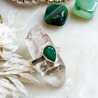 Sidabrinis Žiedas su žaliuoju oniksu