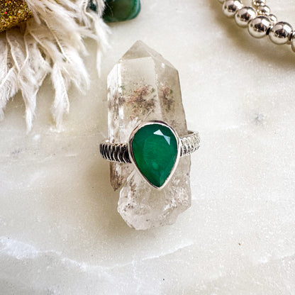 Sidabrinis Žiedas su žaliuoju oniksu