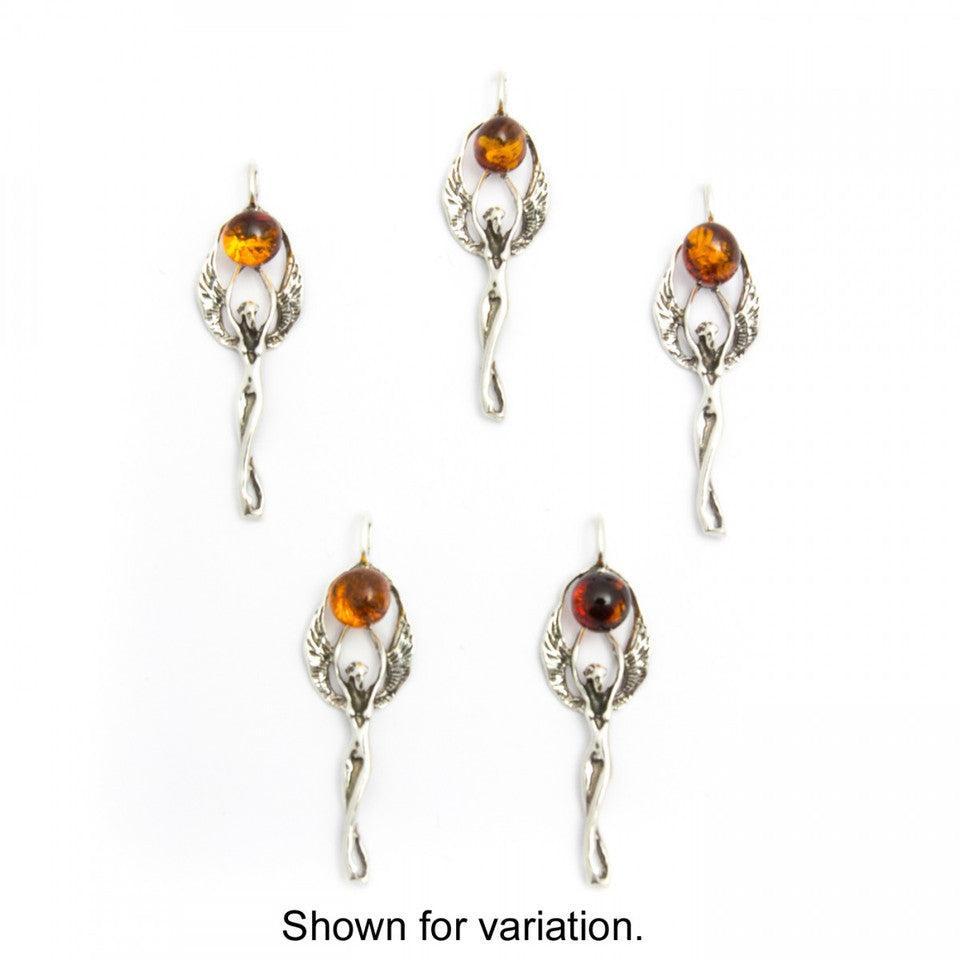 Sidabrinis pakabukas su gintaru „Saulės Angelas"